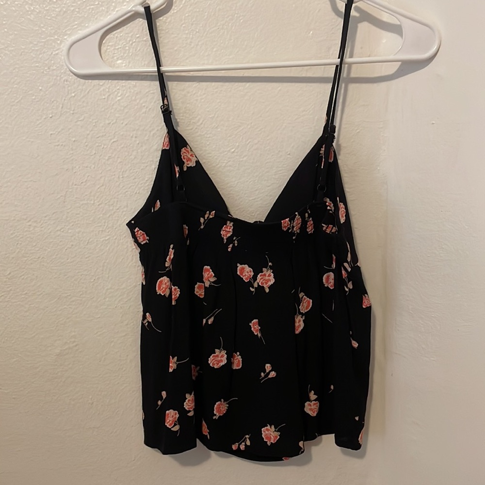 John Galt black tank- pink flowers fits XS to S - Picture 2 of 2